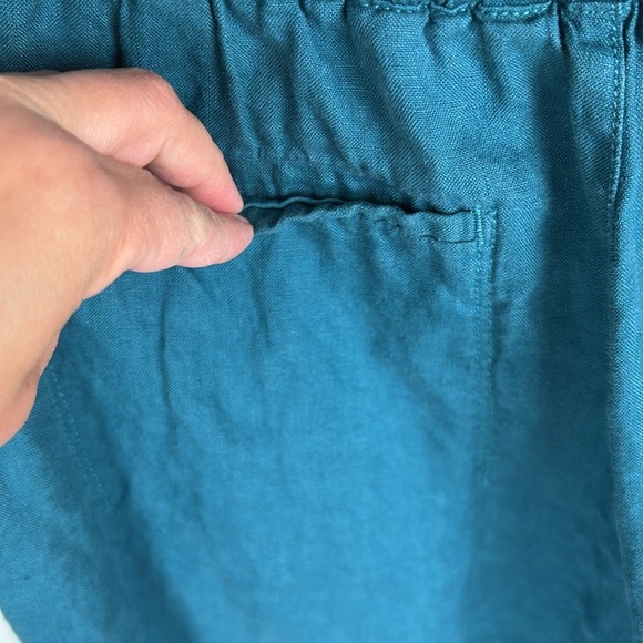 Athleta Playa Linen Wide Crop Teal Pants - Size 10 - Picture 7 of 10